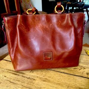 USED Dooney & Burke Large Florentine Leather Bag, color: caramel